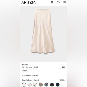 Aritzia Babaton slip satin maxi skirt Denude